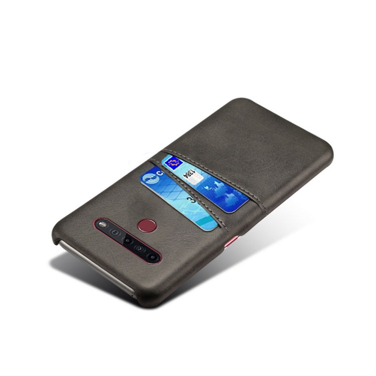 For LG K51S Calf Texture PC + PU Leather Back Cover Shockproof Case with Dual Card Slots