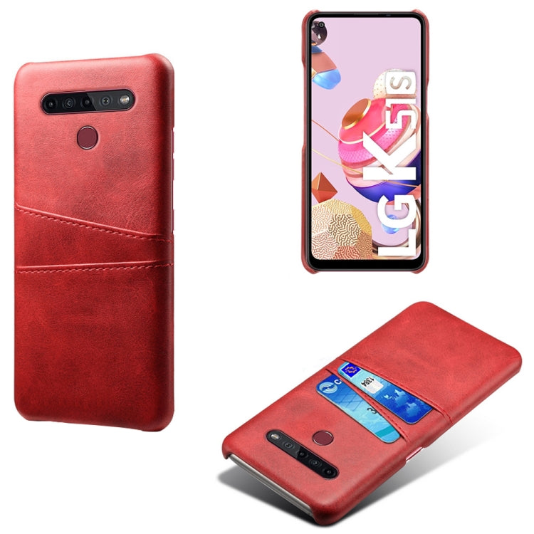 For LG K51S Calf Texture PC + PU Leather Back Cover Shockproof Case with Dual Card Slots