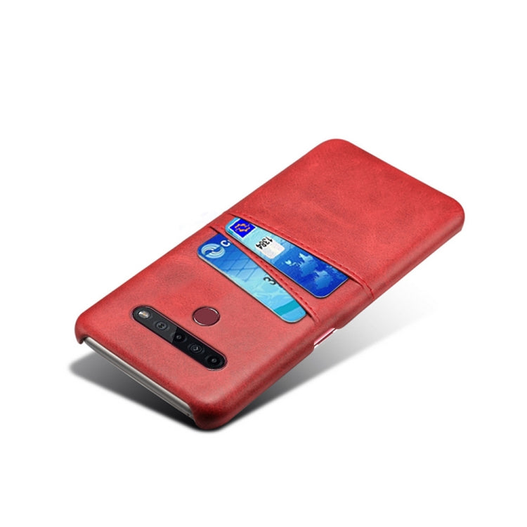 For LG K51S Calf Texture PC + PU Leather Back Cover Shockproof Case with Dual Card Slots