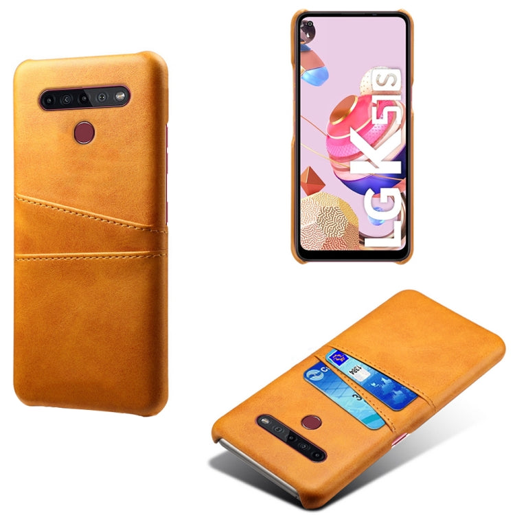 For LG K51S Calf Texture PC + PU Leather Back Cover Shockproof Case with Dual Card Slots