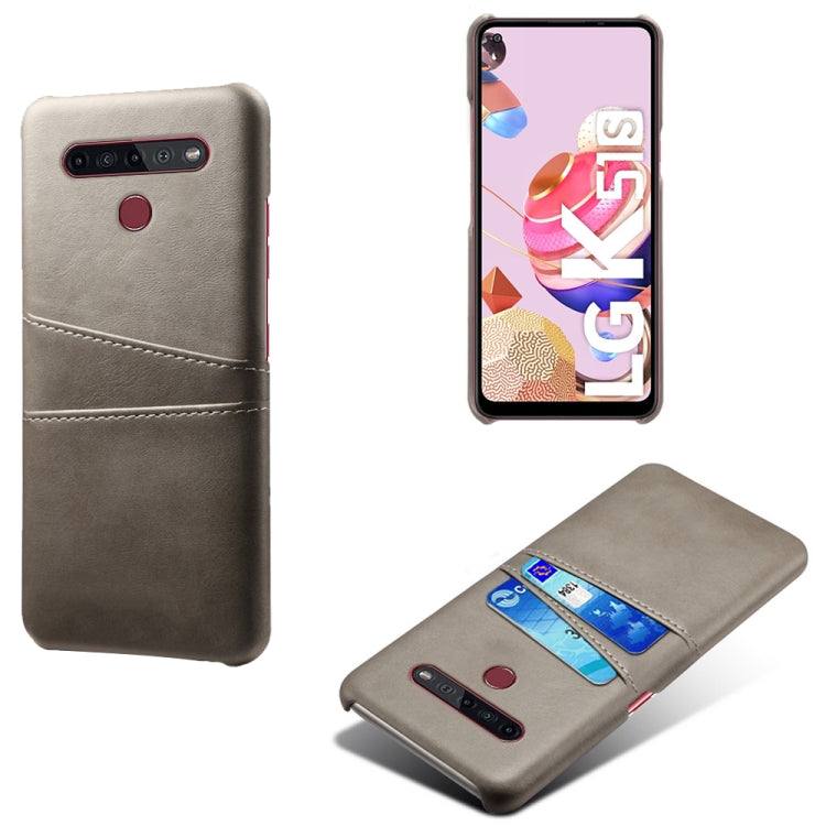 For LG K51S Calf Texture PC + PU Leather Back Cover Shockproof Case with Dual Card Slots