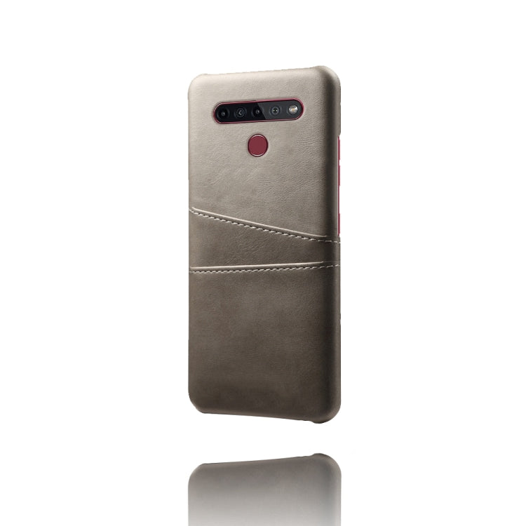 For LG K51S Calf Texture PC + PU Leather Back Cover Shockproof Case with Dual Card Slots