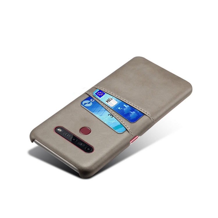 For LG K51S Calf Texture PC + PU Leather Back Cover Shockproof Case with Dual Card Slots