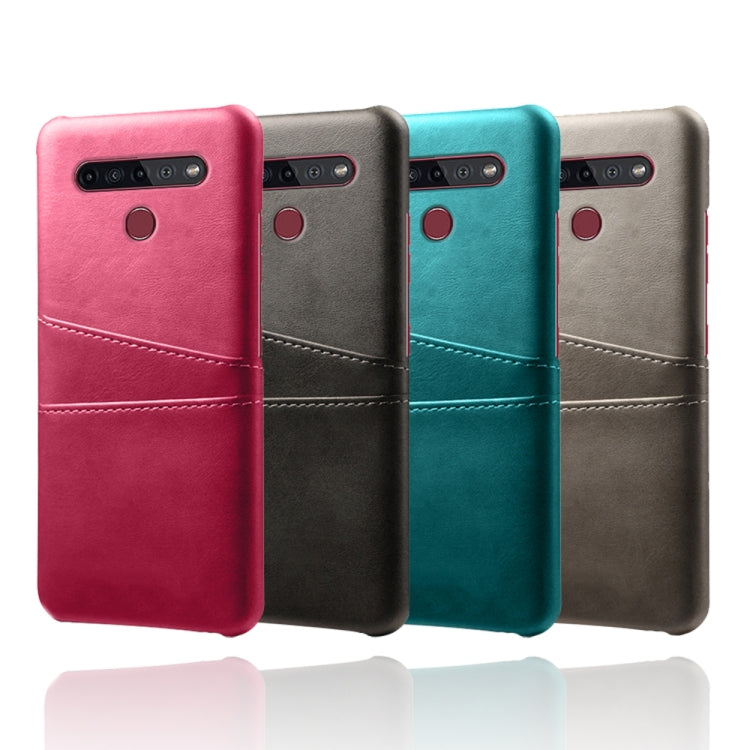For LG K51S Calf Texture PC + PU Leather Back Cover Shockproof Case with Dual Card Slots