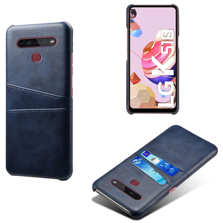 For LG K51S Calf Texture PC + PU Leather Back Cover Shockproof Case with Dual Card Slots