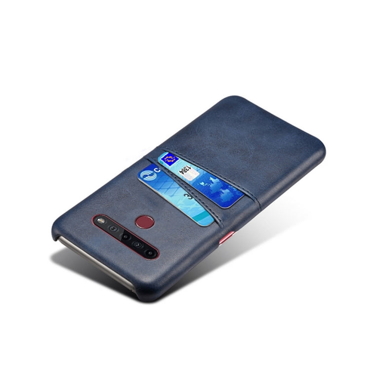 For LG K51S Calf Texture PC + PU Leather Back Cover Shockproof Case with Dual Card Slots