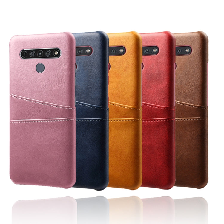 For LG K51S Calf Texture PC + PU Leather Back Cover Shockproof Case with Dual Card Slots