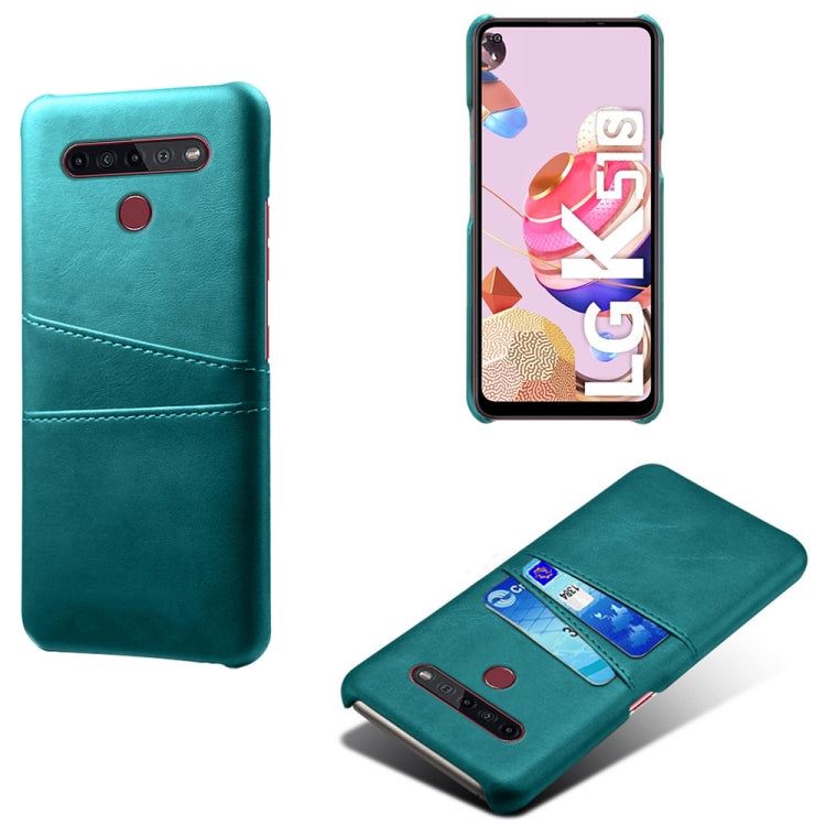 For LG K51S Calf Texture PC + PU Leather Back Cover Shockproof Case with Dual Card Slots