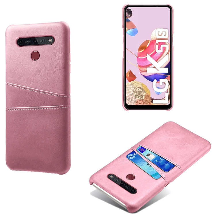 For LG K51S Calf Texture PC + PU Leather Back Cover Shockproof Case with Dual Card Slots