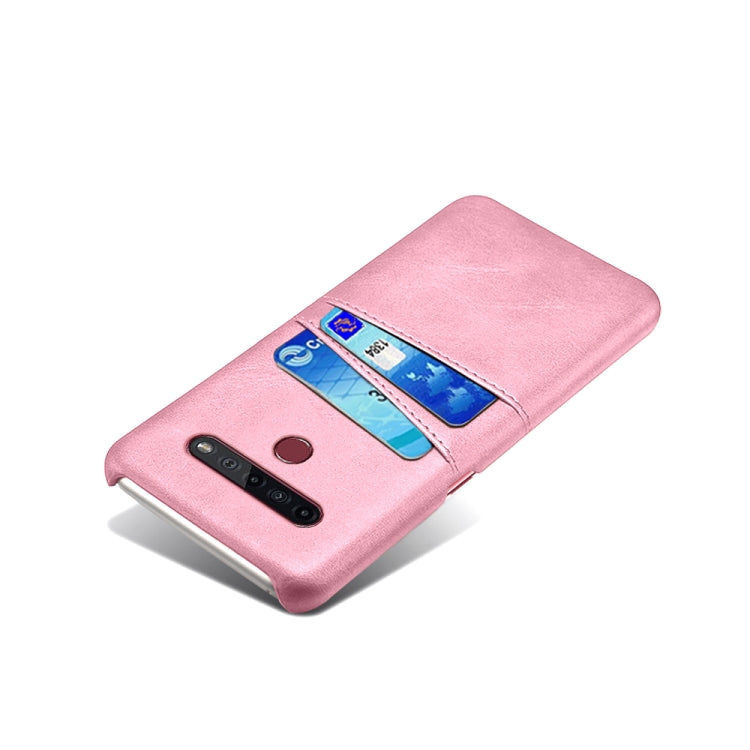For LG K51S Calf Texture PC + PU Leather Back Cover Shockproof Case with Dual Card Slots