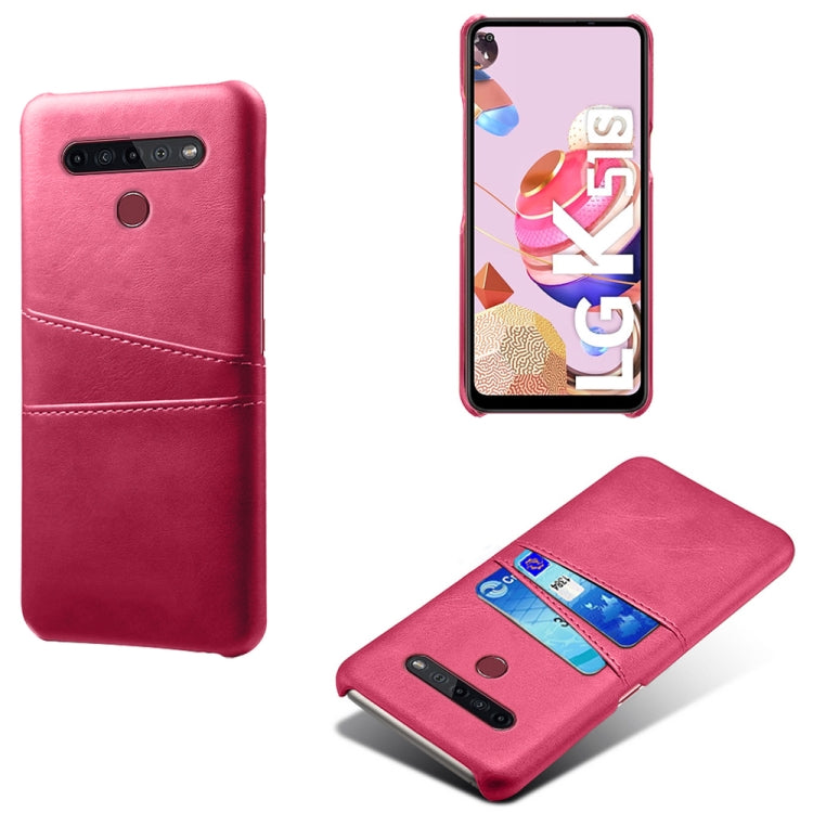 For LG K51S Calf Texture PC + PU Leather Back Cover Shockproof Case with Dual Card Slots