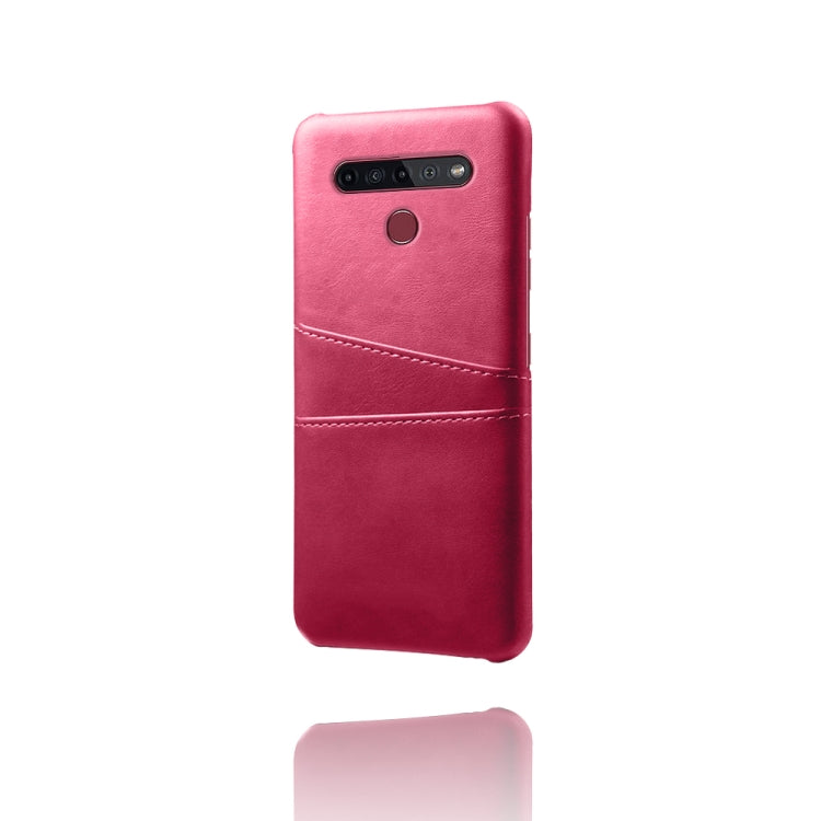 For LG K51S Calf Texture PC + PU Leather Back Cover Shockproof Case with Dual Card Slots