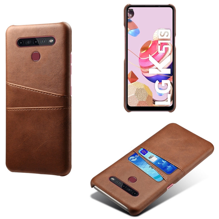 For LG K51S Calf Texture PC + PU Leather Back Cover Shockproof Case with Dual Card Slots