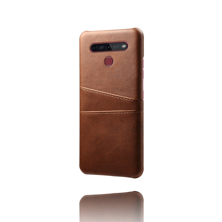 For LG K51S Calf Texture PC + PU Leather Back Cover Shockproof Case with Dual Card Slots