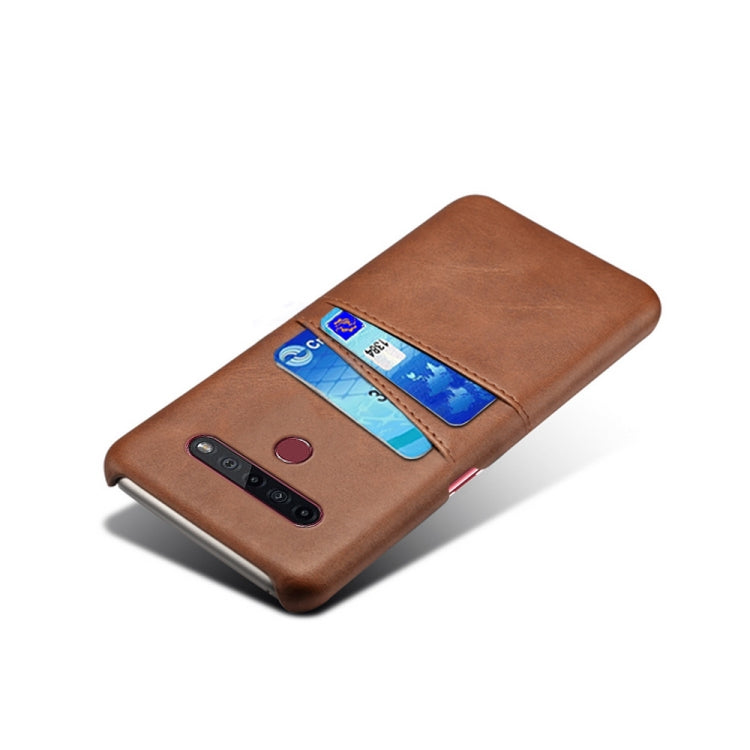 For LG K51S Calf Texture PC + PU Leather Back Cover Shockproof Case with Dual Card Slots