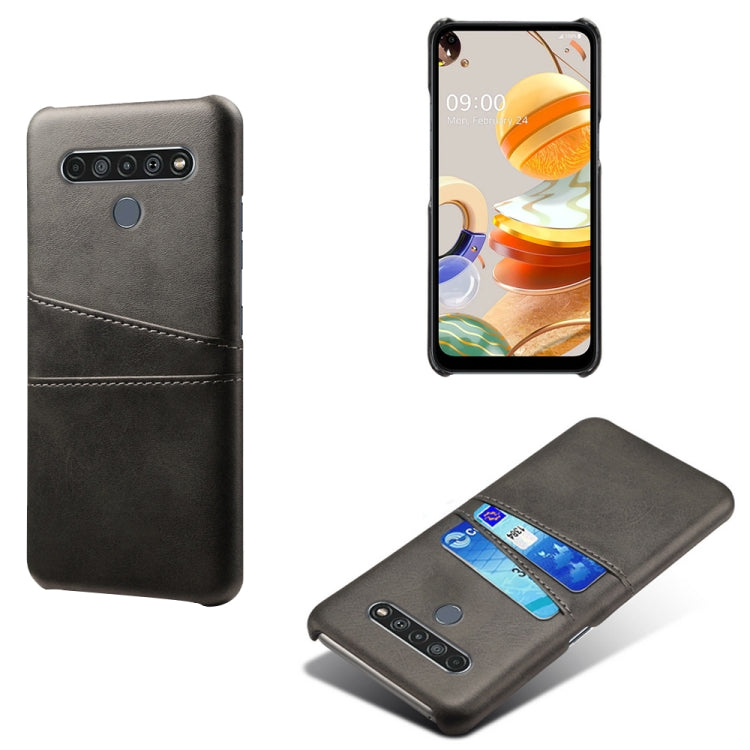 For LG K61 Calf Texture PC + PU Leather Back Cover Shockproof Case with Dual Card Slots