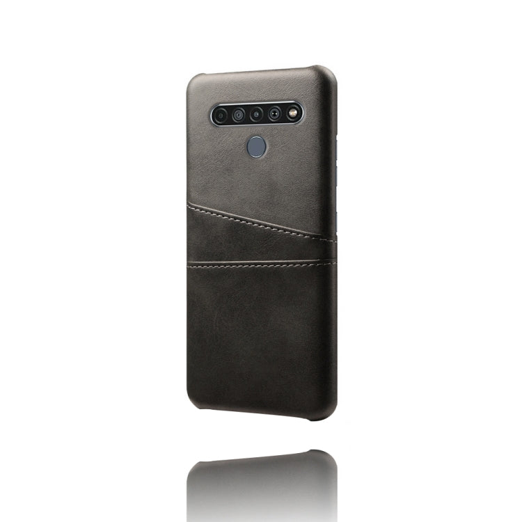 For LG K61 Calf Texture PC + PU Leather Back Cover Shockproof Case with Dual Card Slots