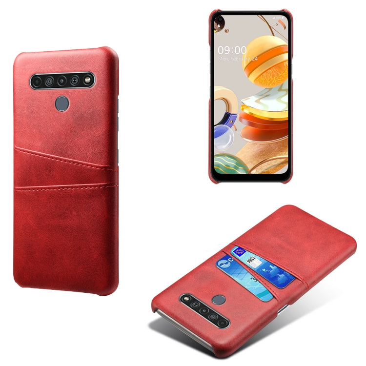 For LG K61 Calf Texture PC + PU Leather Back Cover Shockproof Case with Dual Card Slots