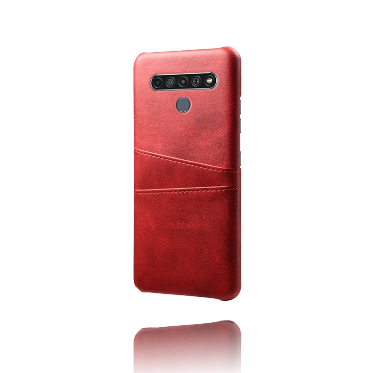 For LG K61 Calf Texture PC + PU Leather Back Cover Shockproof Case with Dual Card Slots