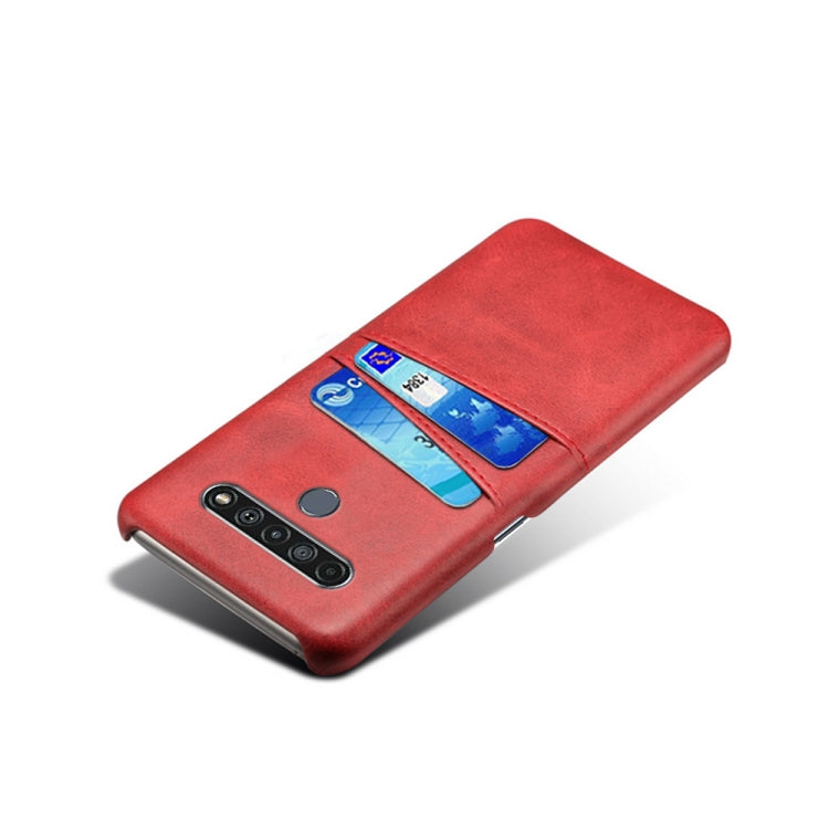 For LG K61 Calf Texture PC + PU Leather Back Cover Shockproof Case with Dual Card Slots