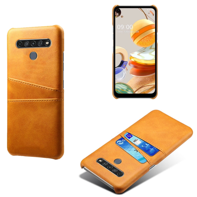 For LG K61 Calf Texture PC + PU Leather Back Cover Shockproof Case with Dual Card Slots