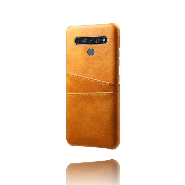 For LG K61 Calf Texture PC + PU Leather Back Cover Shockproof Case with Dual Card Slots