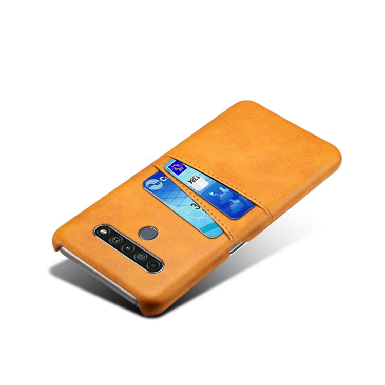 For LG K61 Calf Texture PC + PU Leather Back Cover Shockproof Case with Dual Card Slots