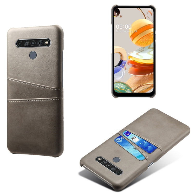 For LG K61 Calf Texture PC + PU Leather Back Cover Shockproof Case with Dual Card Slots