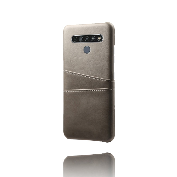 For LG K61 Calf Texture PC + PU Leather Back Cover Shockproof Case with Dual Card Slots