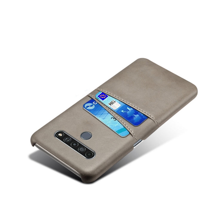 For LG K61 Calf Texture PC + PU Leather Back Cover Shockproof Case with Dual Card Slots