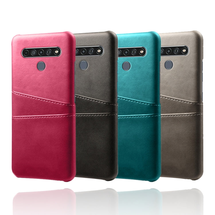For LG K61 Calf Texture PC + PU Leather Back Cover Shockproof Case with Dual Card Slots
