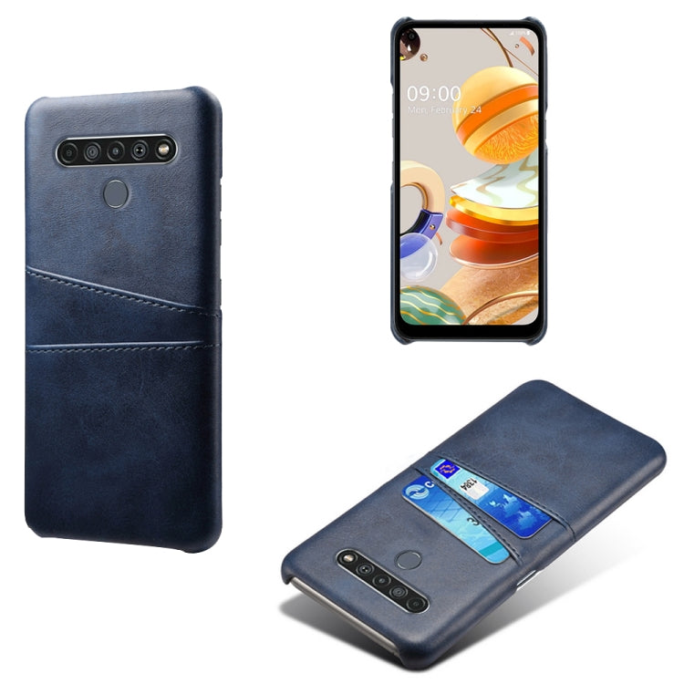 For LG K61 Calf Texture PC + PU Leather Back Cover Shockproof Case with Dual Card Slots