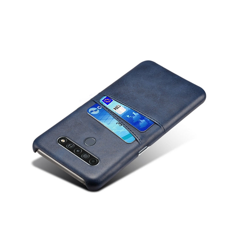 For LG K61 Calf Texture PC + PU Leather Back Cover Shockproof Case with Dual Card Slots