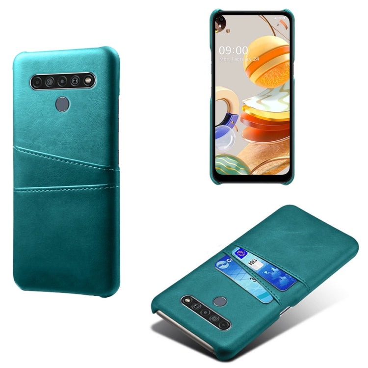 For LG K61 Calf Texture PC + PU Leather Back Cover Shockproof Case with Dual Card Slots