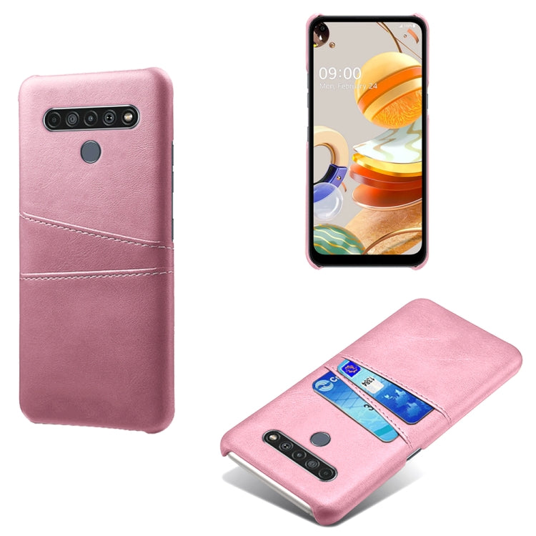 For LG K61 Calf Texture PC + PU Leather Back Cover Shockproof Case with Dual Card Slots