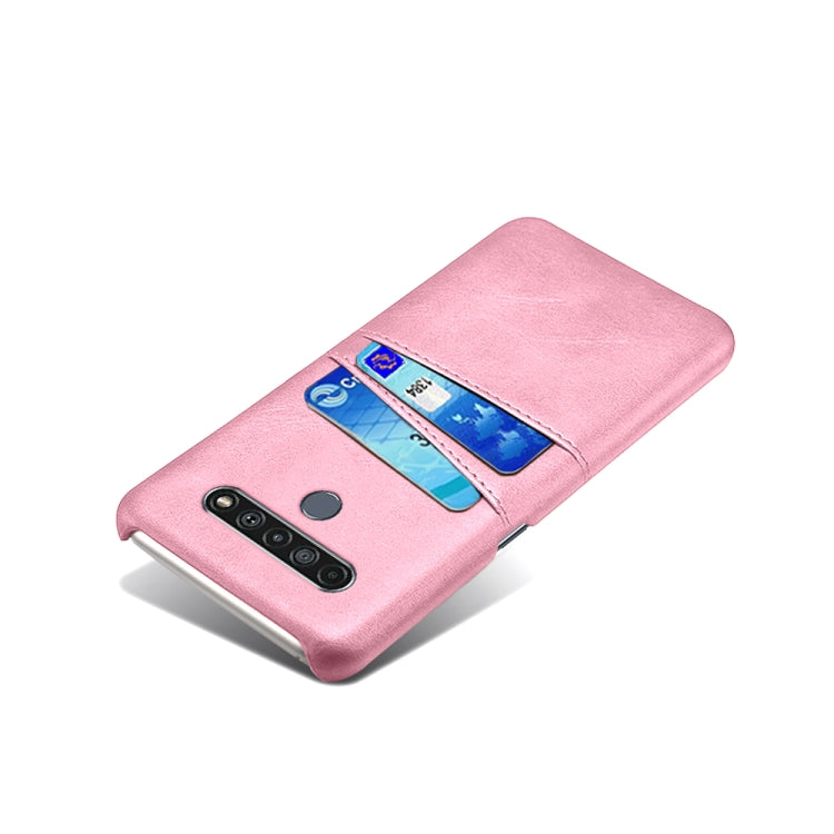 For LG K61 Calf Texture PC + PU Leather Back Cover Shockproof Case with Dual Card Slots