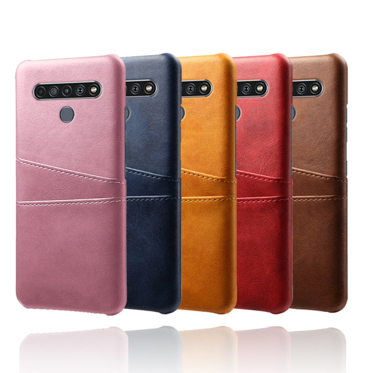 For LG K61 Calf Texture PC + PU Leather Back Cover Shockproof Case with Dual Card Slots