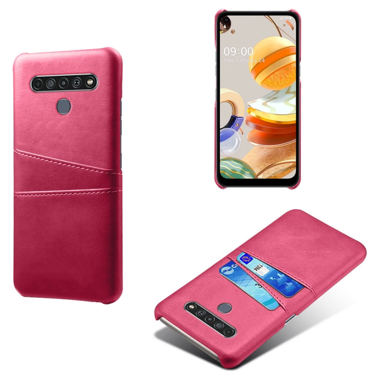 For LG K61 Calf Texture PC + PU Leather Back Cover Shockproof Case with Dual Card Slots