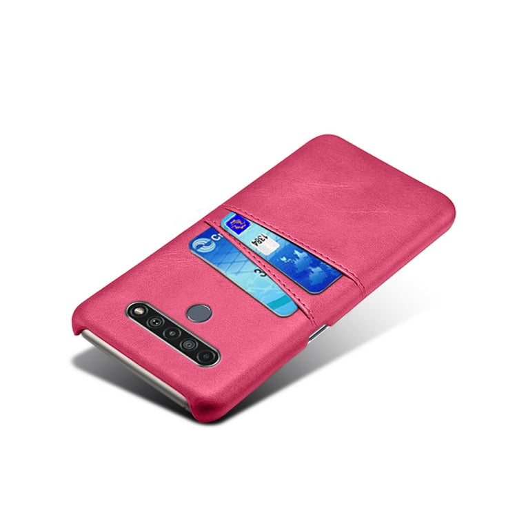 For LG K61 Calf Texture PC + PU Leather Back Cover Shockproof Case with Dual Card Slots
