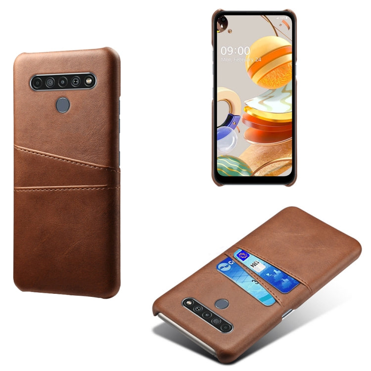 For LG K61 Calf Texture PC + PU Leather Back Cover Shockproof Case with Dual Card Slots
