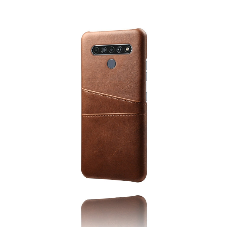 For LG K61 Calf Texture PC + PU Leather Back Cover Shockproof Case with Dual Card Slots