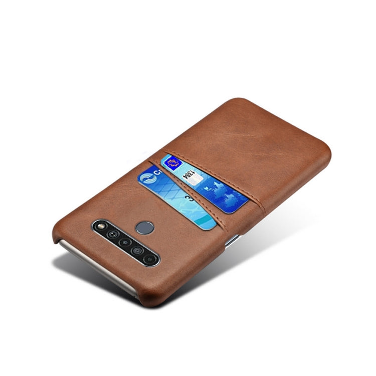 For LG K61 Calf Texture PC + PU Leather Back Cover Shockproof Case with Dual Card Slots