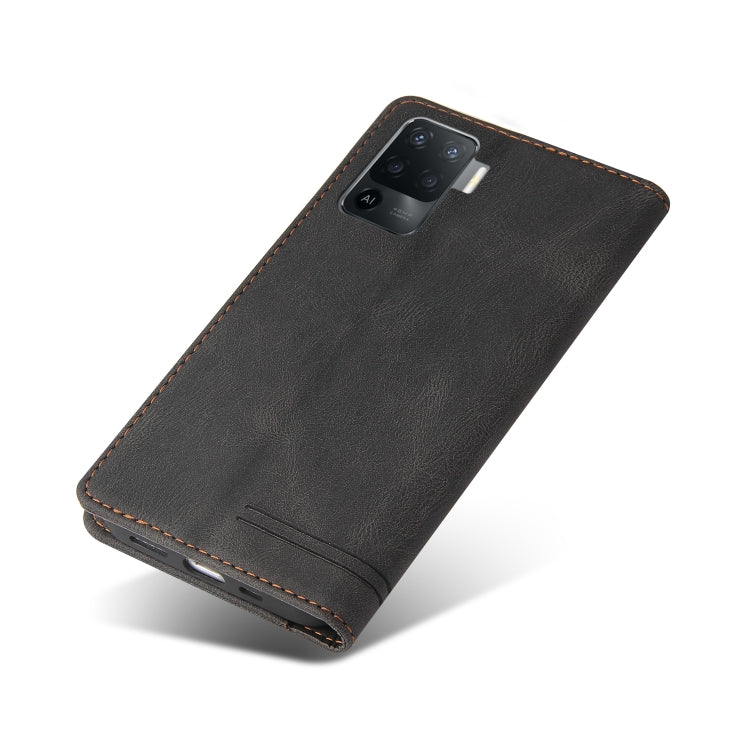 For OPPO A94 Skin Feel Anti-theft Brush Horizontal Flip Leather Case with Holder & Card Slots & Wallet