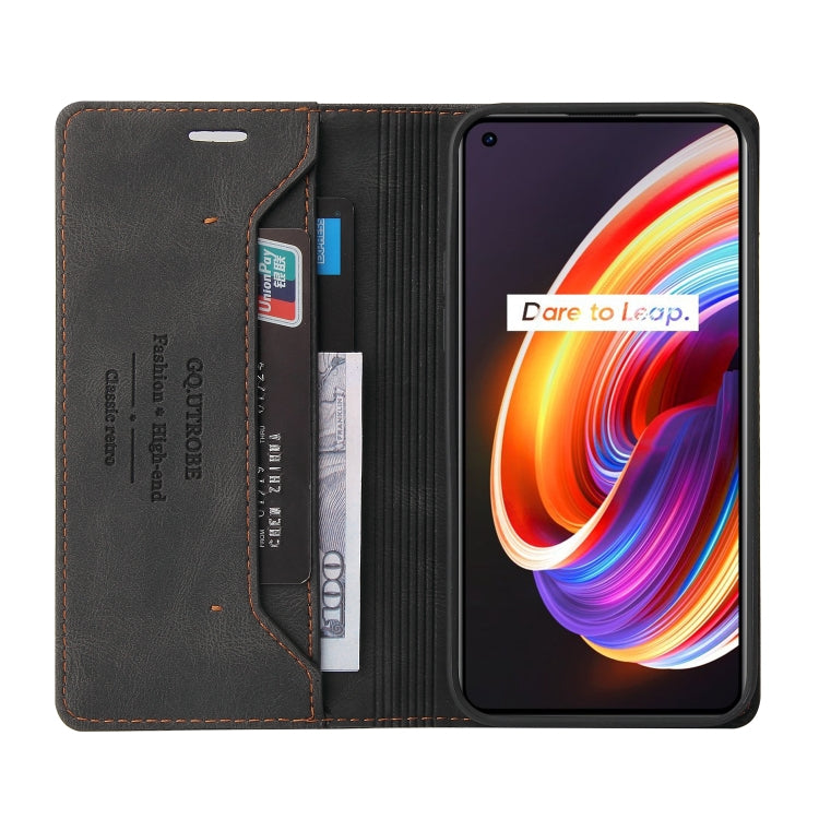 For OPPO Realme 7 Pro Skin Feel Anti-theft Brush Horizontal Flip Leather Case with Holder & Card Slots & Wallet