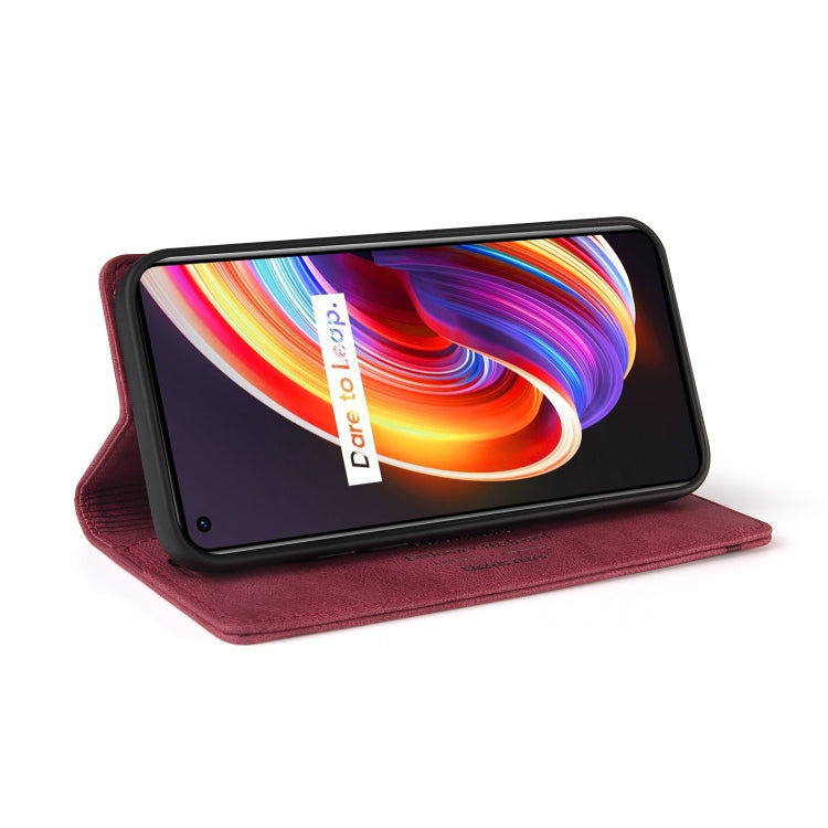 For OPPO Realme 7 Pro Skin Feel Anti-theft Brush Horizontal Flip Leather Case with Holder & Card Slots & Wallet