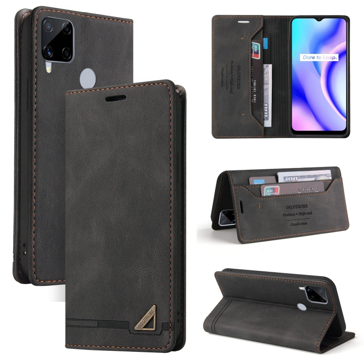 For OPPO Realme C15 Skin Feel Anti-theft Brush Horizontal Flip Leather Case with Holder & Card Slots & Wallet