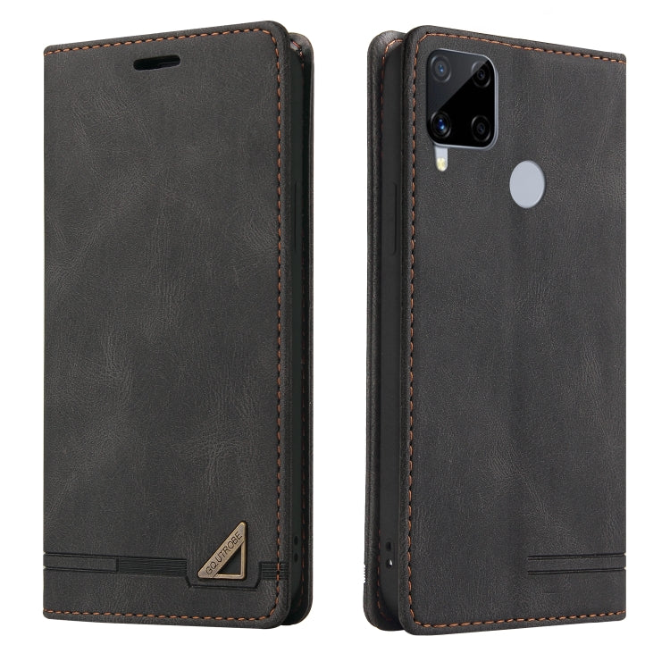 For OPPO Realme C15 Skin Feel Anti-theft Brush Horizontal Flip Leather Case with Holder & Card Slots & Wallet