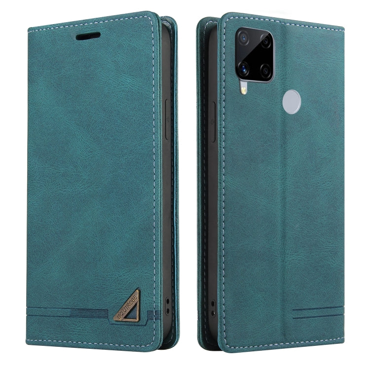 For OPPO Realme C15 Skin Feel Anti-theft Brush Horizontal Flip Leather Case with Holder & Card Slots & Wallet