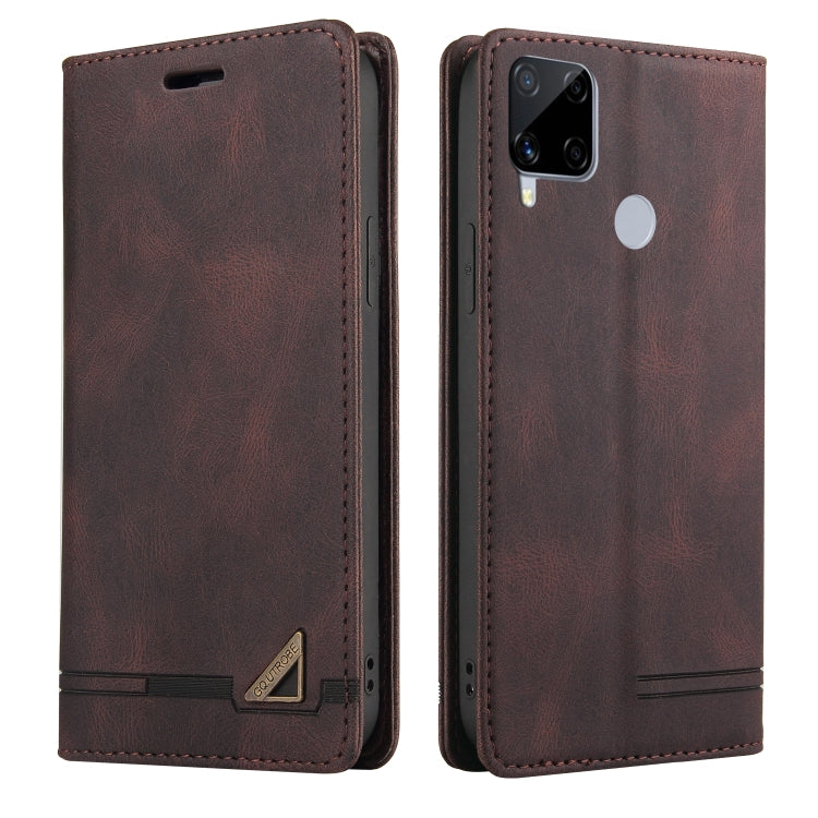 For OPPO Realme C15 Skin Feel Anti-theft Brush Horizontal Flip Leather Case with Holder & Card Slots & Wallet