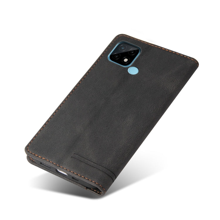 For OPPO Realme C21 Skin Feel Anti-theft Brush Horizontal Flip Leather Case with Holder & Card Slots & Wallet